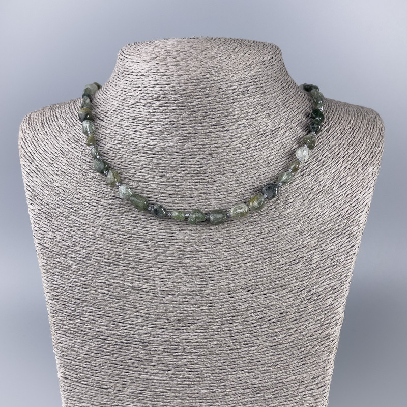 Rutilated Quartz Necklace, Natural Stone, Tumbled Beads, Diameter 6x8mm+/-, Length 51cm+