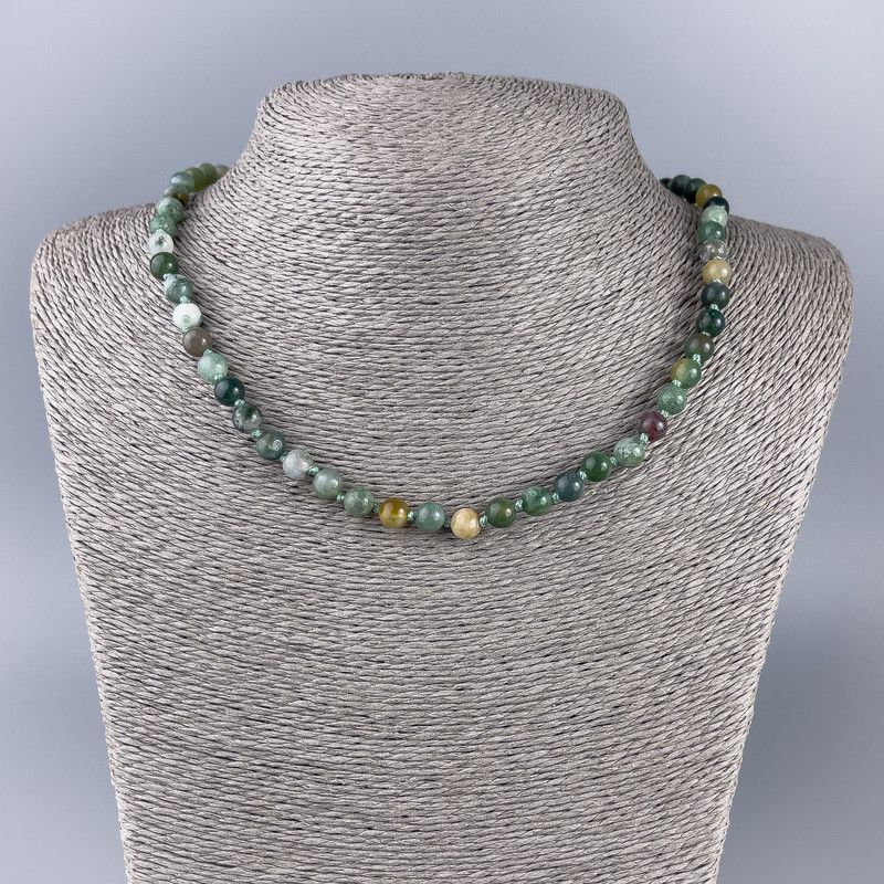 Jasper Necklace, Natural Stone, Smooth Round Beads, Diameter 6.5mm+/-, Length 49cm+