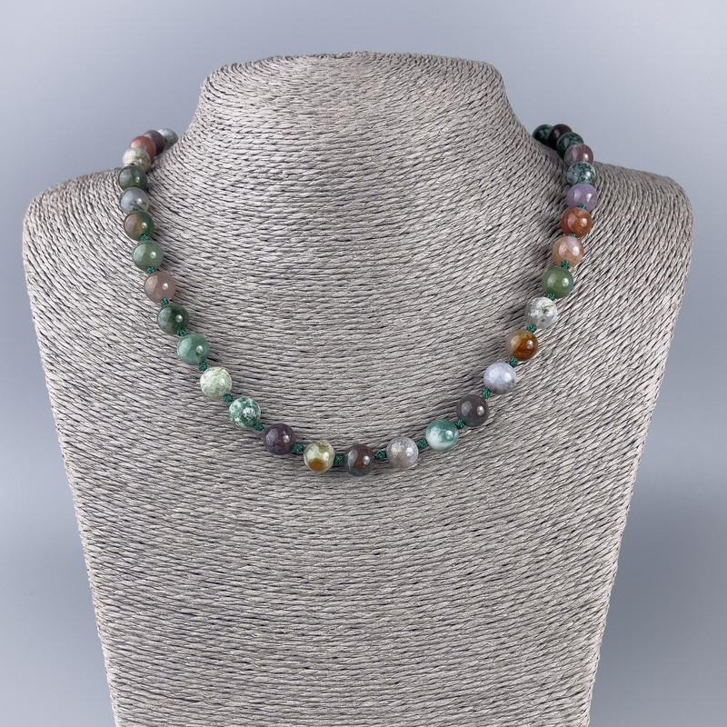 Jasper Natural Stone Necklace, Smooth Round Beads, diameter 8.5mm+-, length 52cm+