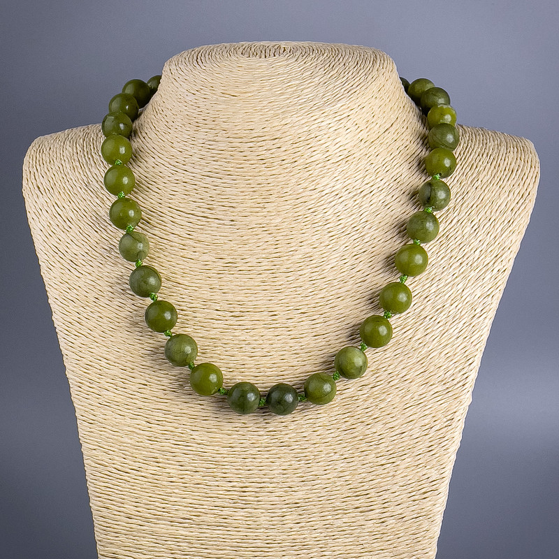 Jadeite (Imitation Acrylic) Necklace, Smooth Round Beads, diameter 12mm+-, length 49cm+