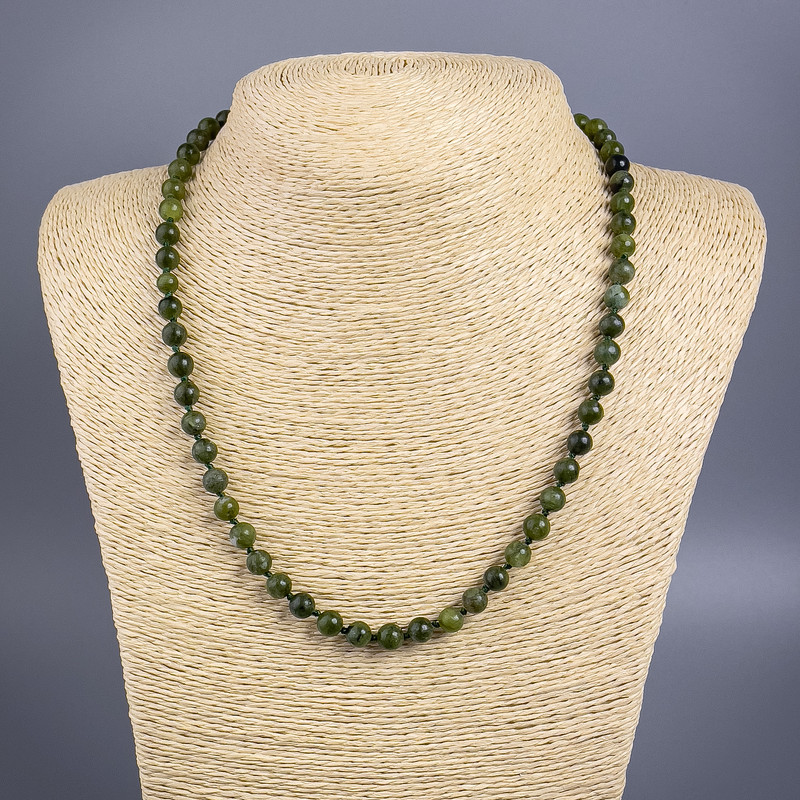 Jadeite (Imitation Acrylic) Necklace, Smooth Round Beads, diameter 6.5mm+-, length 50cm+