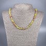 Opal Glass Necklace Yellow Chameleon Smooth Round, diameter 8mm+/-, length 49cm+