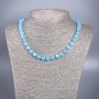Opal Glass Necklace Blue Matte Chameleon Smooth Round, diameter 8mm+/-, length 49cm+