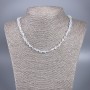 Opal Glass Necklace White Chameleon Tumbled, diameter 6x8mm+/-, length 48cm+