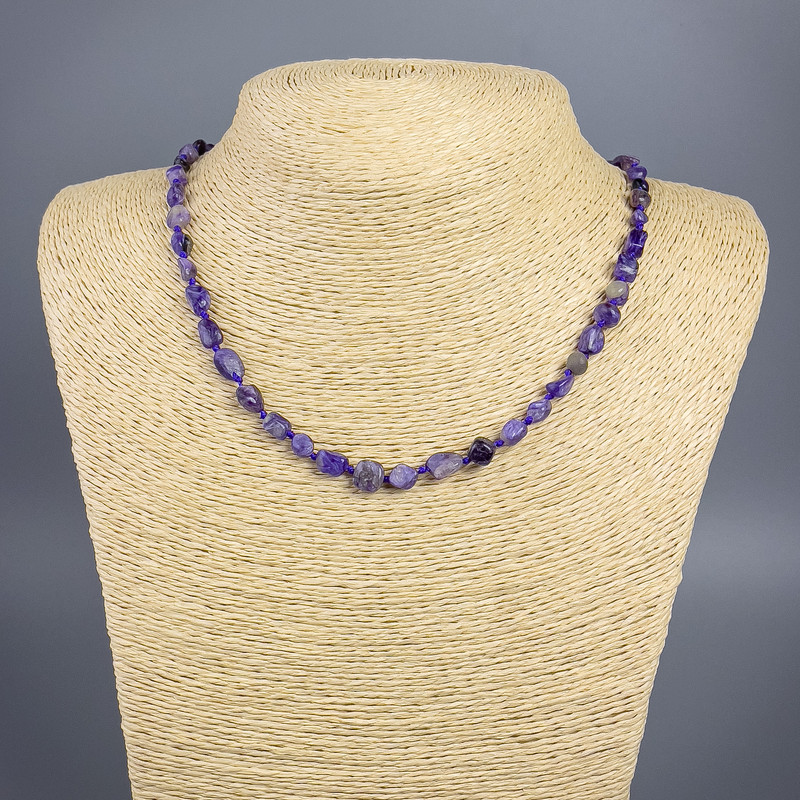 Charoite Natural Stone Necklace, Tumbled Beads, diameter 5x7mm+/-, length 50cm+
