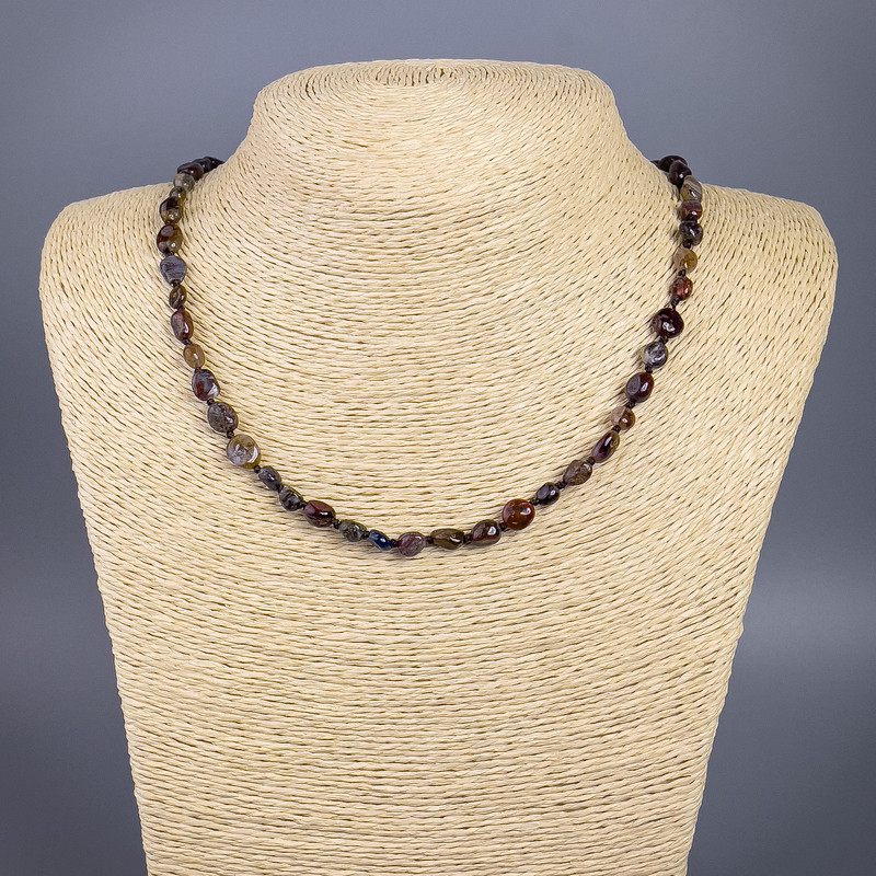 Pietersite Necklace Natural Stone Tumbled, Diameter 6x8mm+-, Length 51cm+