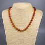 Natural Carnelian Necklace, faceted round beads, diameter 8mm+/-, length 49cm+
