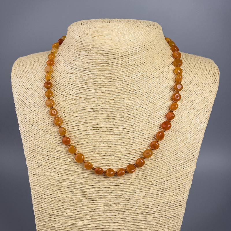 Carnelian Necklace, natural stone, tumbled, diameter 7x8mm+/-, length 49cm+