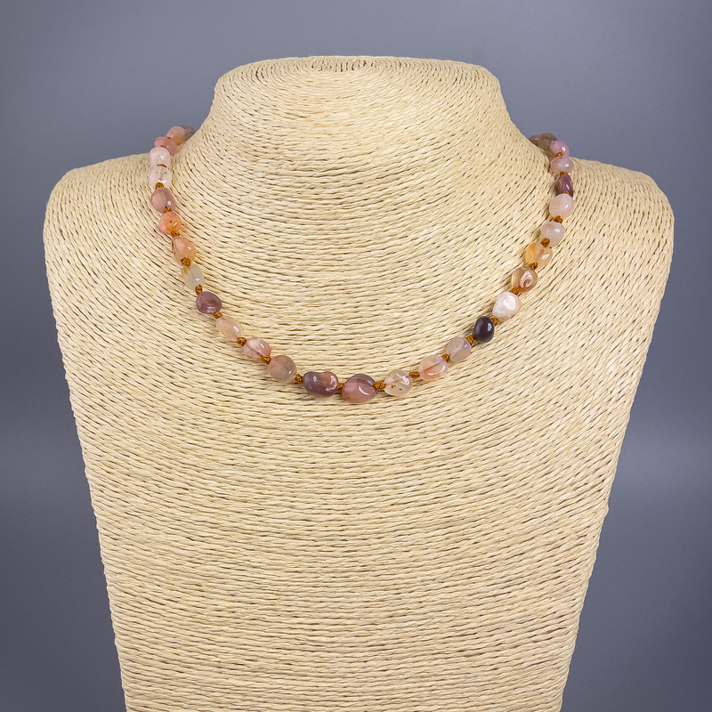 Carnelian Necklace, natural stone, tumbled, diameter 6x8mm+/-, length 48cm+
