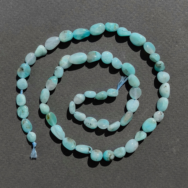 Larimar Beads, natural stone, tumbled, diameter 6x8mm+/-, length 41cm+/- on a thread