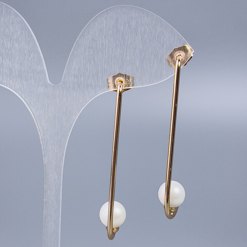 Xuping Stud Earrings with Majorca Pearl Bead, Diameter 8mm, Length 4.5cm+/- 18K Gold Plated