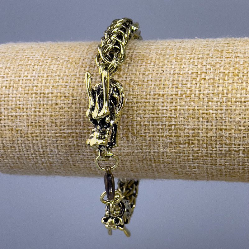 Chain Bracelet "Dragon" gold-toned metal 10.5x30mm, thickness 9mm, length 22cm +