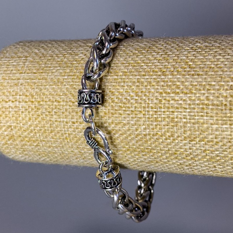 Chain Bracelet "Lock" silver-toned metal 6x8mm, thickness 8mm, length 21cm +