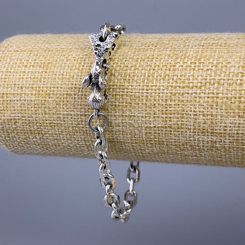 Chain Bracelet 'Mouse' Silver-Tone Metal 30.5x10mm, thickness 7mm, length 22cm+