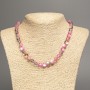 Opal Glass Necklace, pink matte chameleon, smooth round beads, diameter 8mm+/-, length 49cm+