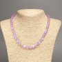 Opal Glass Necklace, purple matte chameleon, smooth round beads, diameter 8mm+/-, length 49cm+