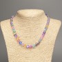 Opal Glass Necklace, multicolour matte chameleon, smooth round beads, diameter 8mm+/-, length 49cm+