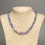 Necklace Opal Glass Blue Matte Chameleon Smooth Bead, diameter 8mm±, length 49cm±