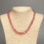 Necklace Opal Glass Red Matte Chameleon smooth round bead, diameter 8mm+/-, length 49cm+