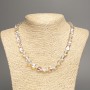 Necklace Opal Glass White Chameleon tumbled nugget, diameter 9x11mm+/-, length 50cm+