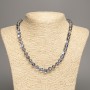 Necklace Opal Glass Grey Chameleon smooth round bead, diameter 8mm+/-, length 49cm+