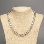 Necklace Opal Glass White Chameleon smooth round bead, diameter 8mm+/-, length 49cm+