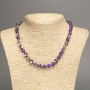 Necklace Opal Glass Purple Chameleon smooth round bead, diameter 8mm+/-, length 49cm+