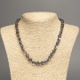 Necklace Opal Glass Grey-Blue Tumbled, Diameter 8x10mm+-, Length 50cm+