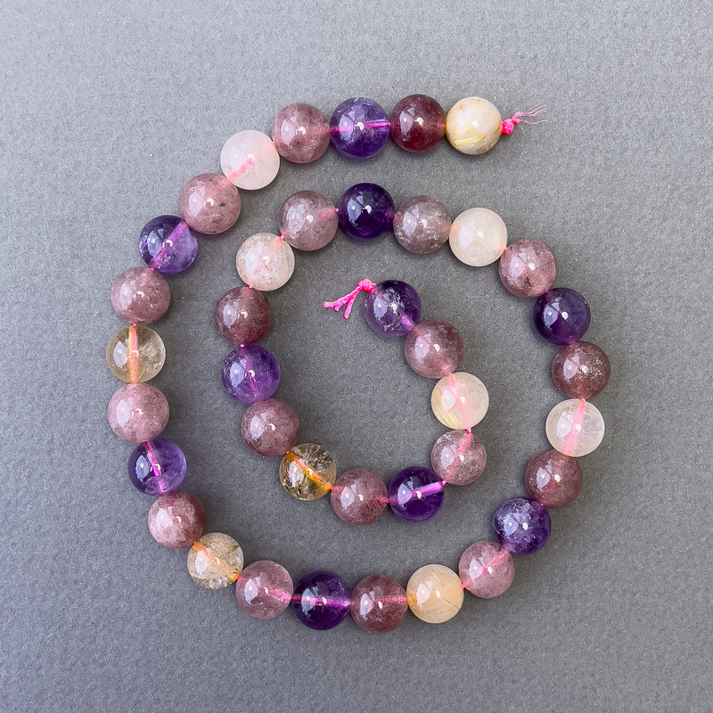 Assorted Beads, Natural Stone Smooth Round, Diameter 10mm+-, Length 39cm+