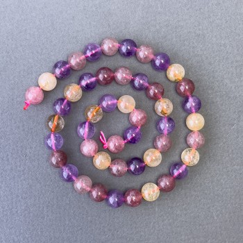 Assorted Beads, Natural Stone Smooth Round, Diameter 8.5mm+-, Length 39cm+