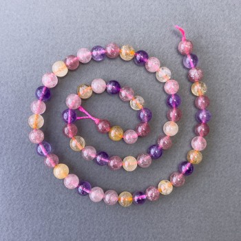 Assorted Beads, Natural Stone Smooth Round, Diameter 6.5mm+-, Length 39cm+