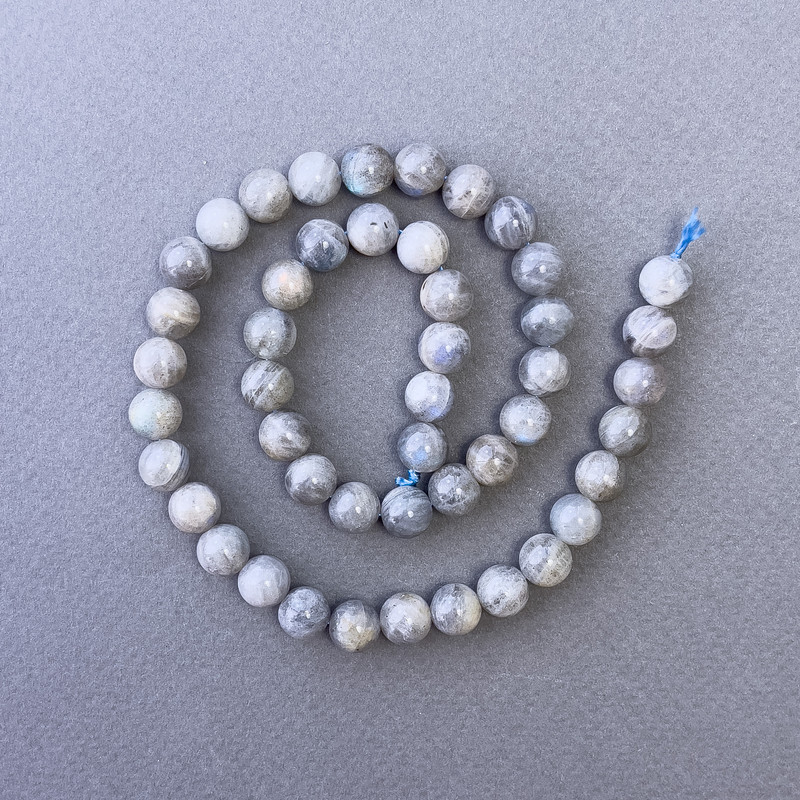 Beads on String, Natural Stone Labradorite, Smooth Round, Diameter 8.5mm +/-, Length 39cm+