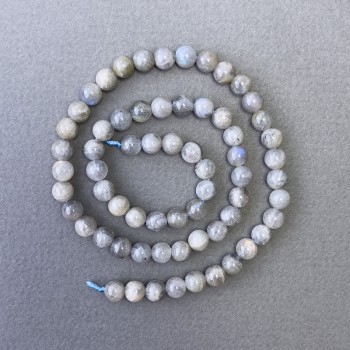 Beads on String, Natural Stone Labradorite, Smooth Round, Diameter 6.5mm +/-, Length 39cm+