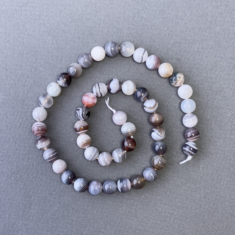 Botswana Agate Natural Stone Smooth Ball Beads, diameter 8mm+/-, length 39cm+