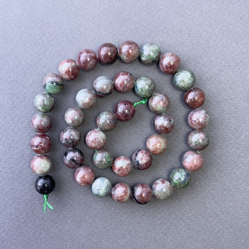 Watermelon Garnet Natural Stone Smooth Ball Beads, diameter 10mm+/-, length 39cm+