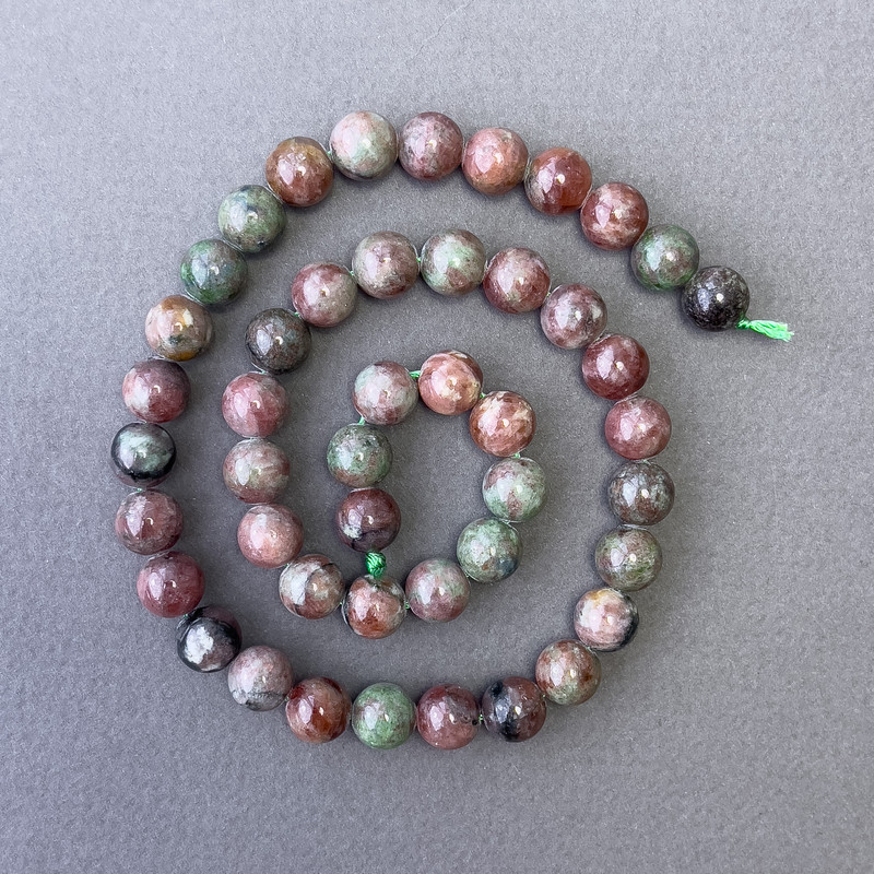 Watermelon Garnet Natural Stone Smooth Ball Beads, diameter 8.5mm+/-, length 39cm+