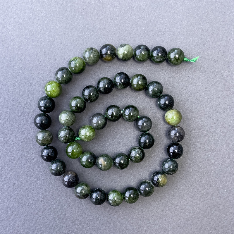 Diopside Beads, Natural Stone Smooth Round, Diameter 9mm+-, Length 39cm+