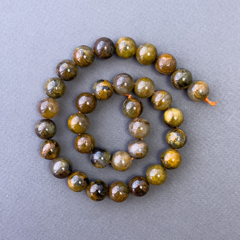 Yellow Pietersite Beads, Natural Stone Smooth Round, Diameter 12mm+-, Length 39cm+