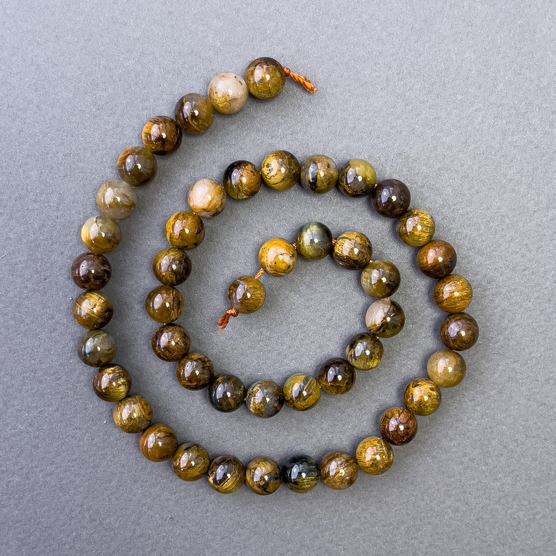 Yellow Pietersite Beads, Natural Stone Smooth Round, Diameter 8mm+-, Length 39cm+
