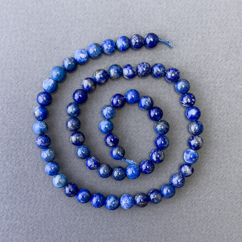 Lapis Lazuli Beads, Natural Stone Smooth Round, Diameter 6.5mm+-, Length 38cm+