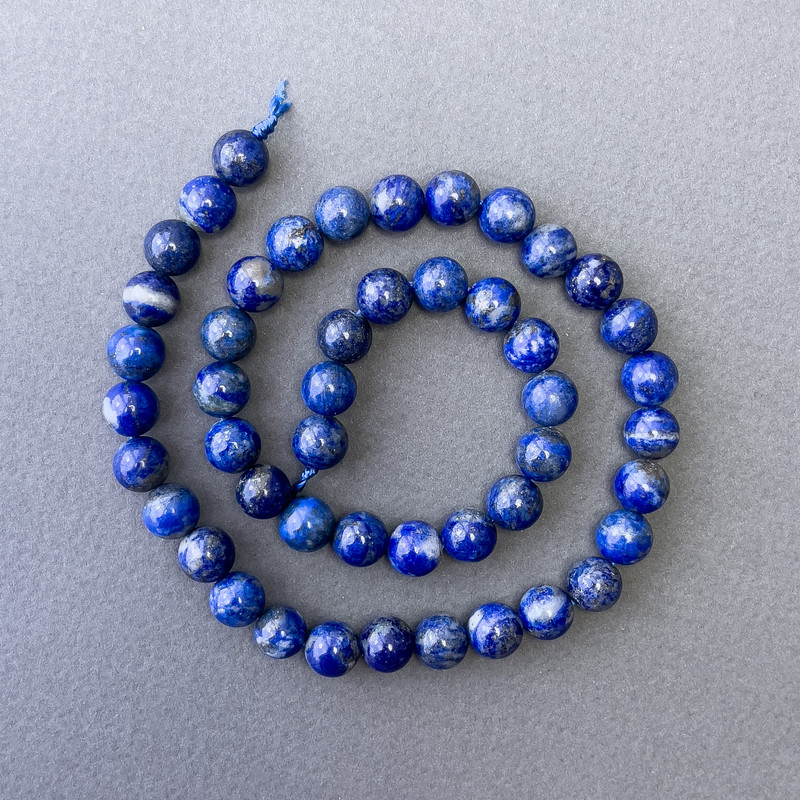 Lapis lazuli natural stone smooth ball beads, diameter 8mm±, cord length 38cm±