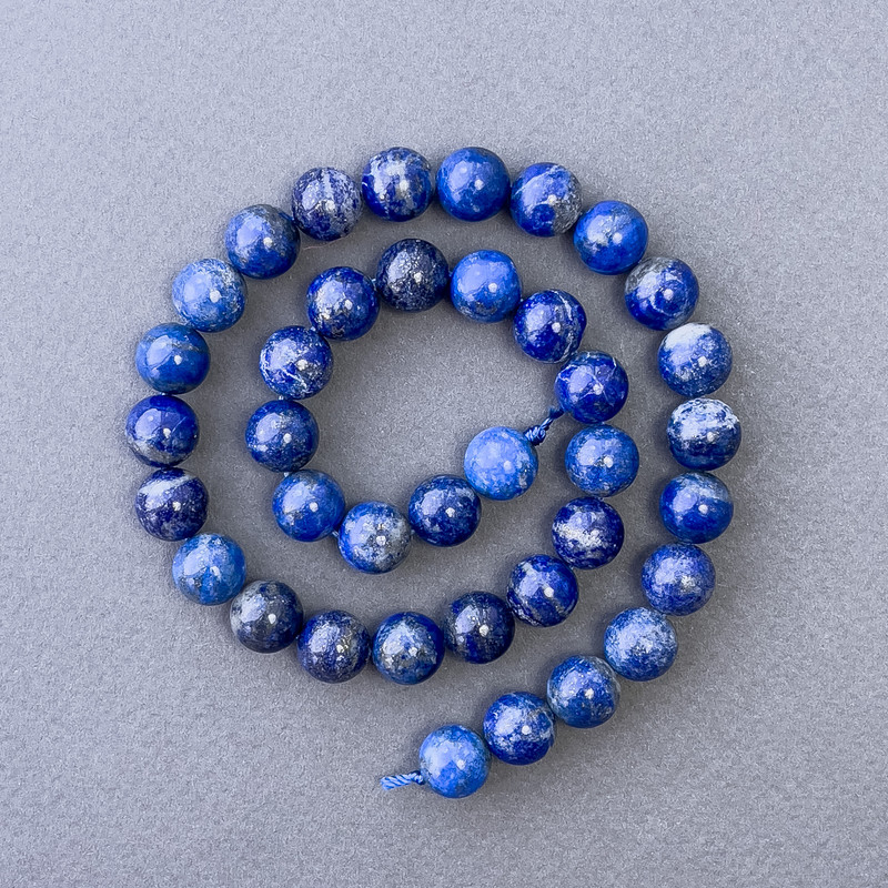 Lapis lazuli Beads natural stone smooth ball, diameter 10mm±, length 38cm±