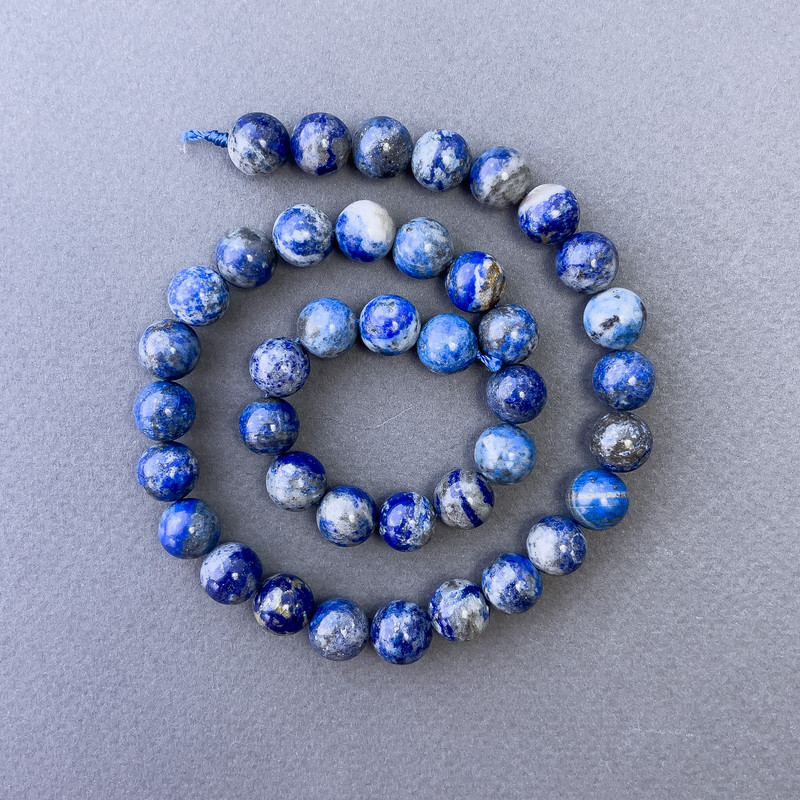 Lapis Lazuli Beads Natural Stone Smooth Round, diameter 10.5mm+-, length 39cm+