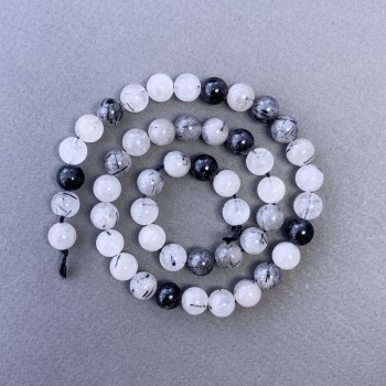 Hair Rutile Quartz Beads, natural stone, smooth round, diameter 8.5mm+-, length 39cm+