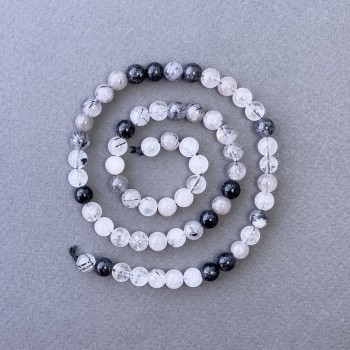 Hair Rutile Quartz Beads, natural stone, smooth round, diameter 6.5mm+-, length 39cm+