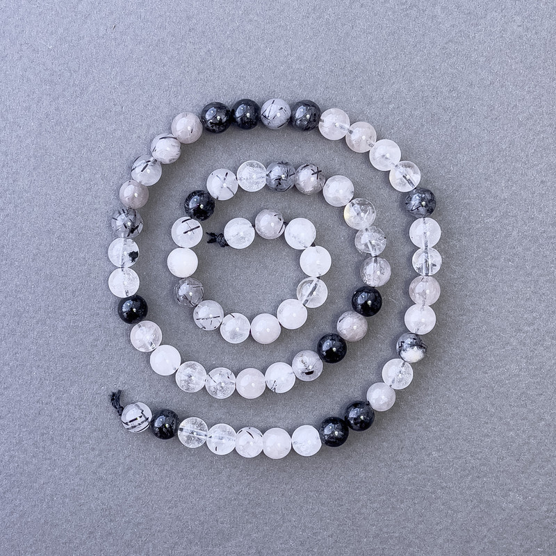 Hair Rutile Quartz Beads, natural stone, smooth round, diameter 6.5mm+-, length 39cm+
