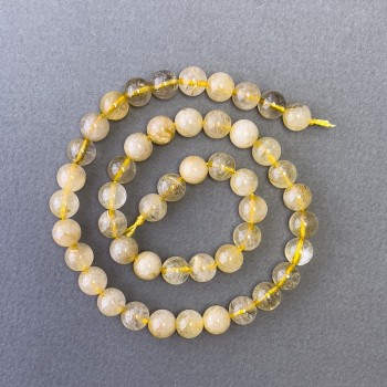 Hair Rutile Quartz Beads, natural stone, smooth round, diameter 8mm+-, length 39cm+