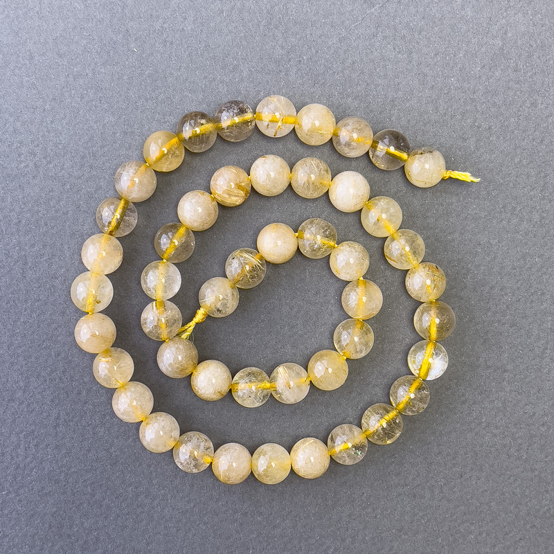 Hair Rutile Quartz Beads, natural stone, smooth round, diameter 8mm+-, length 39cm+