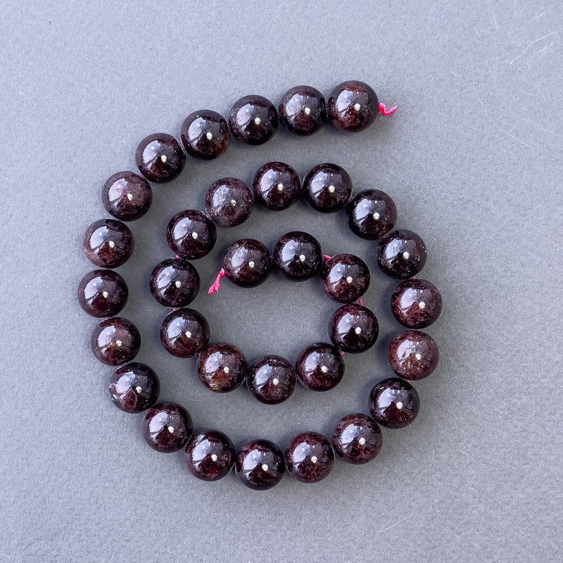 Garnet Beads, Natural Stone Smooth Round, Diameter 10mm+-, Length 39cm+