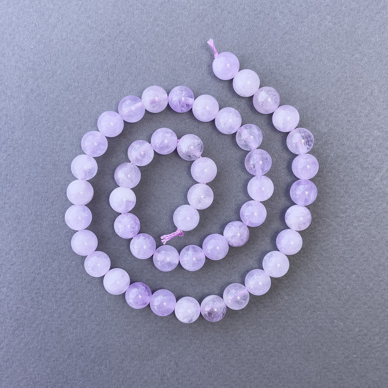 Lavender Amethyst Beads, Natural Stone Smooth Round, diameter 8.5mm+-, length 39cm+